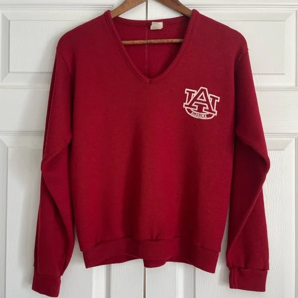 Vtg Alabama Football V-Neck Long Sleeve Sweater Crimson White Roll Tide Artex UA - Picture 2 of 16